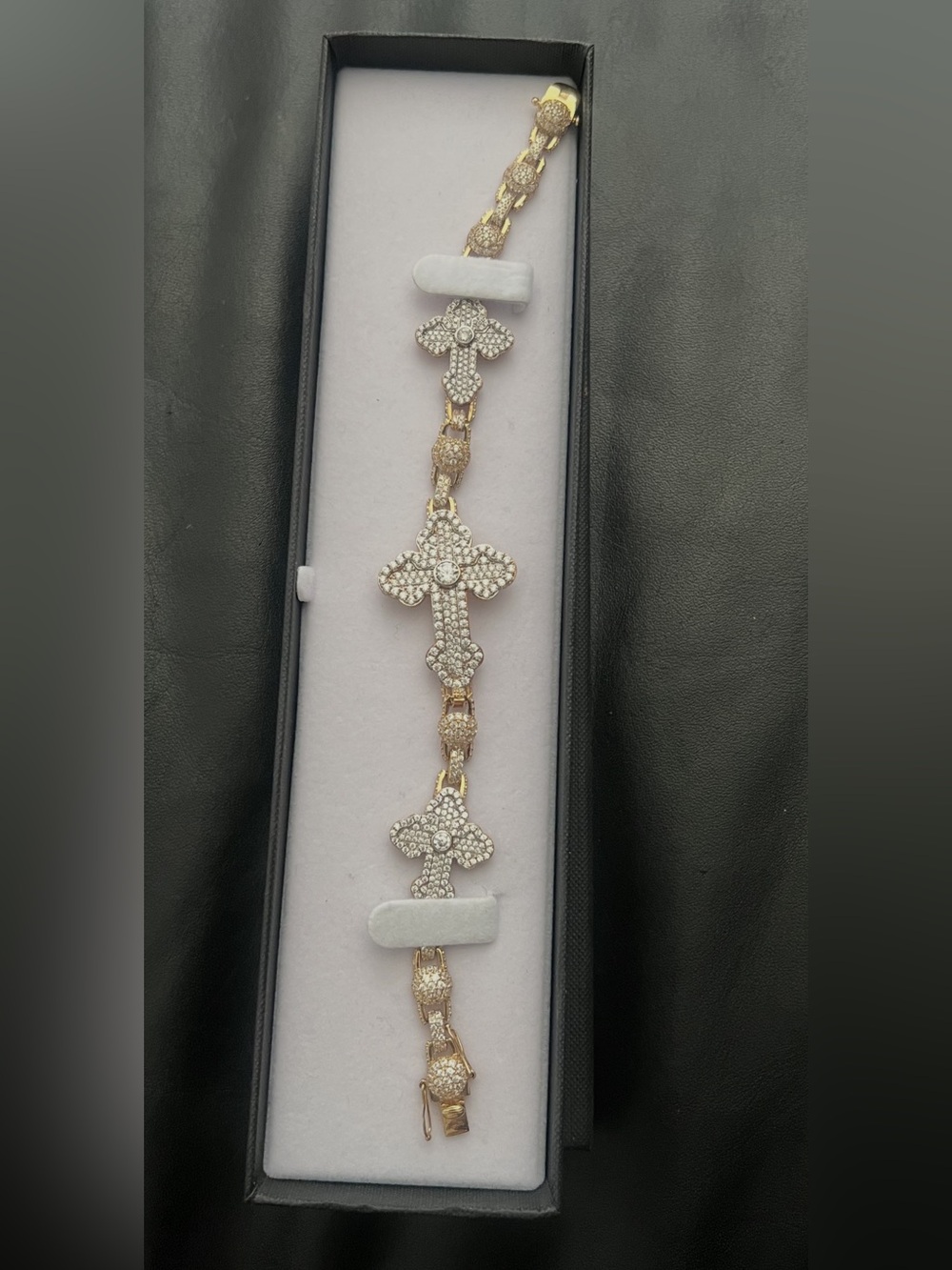 14k gold & Moissanite Cross Link Bracelet - Women Jewelry
